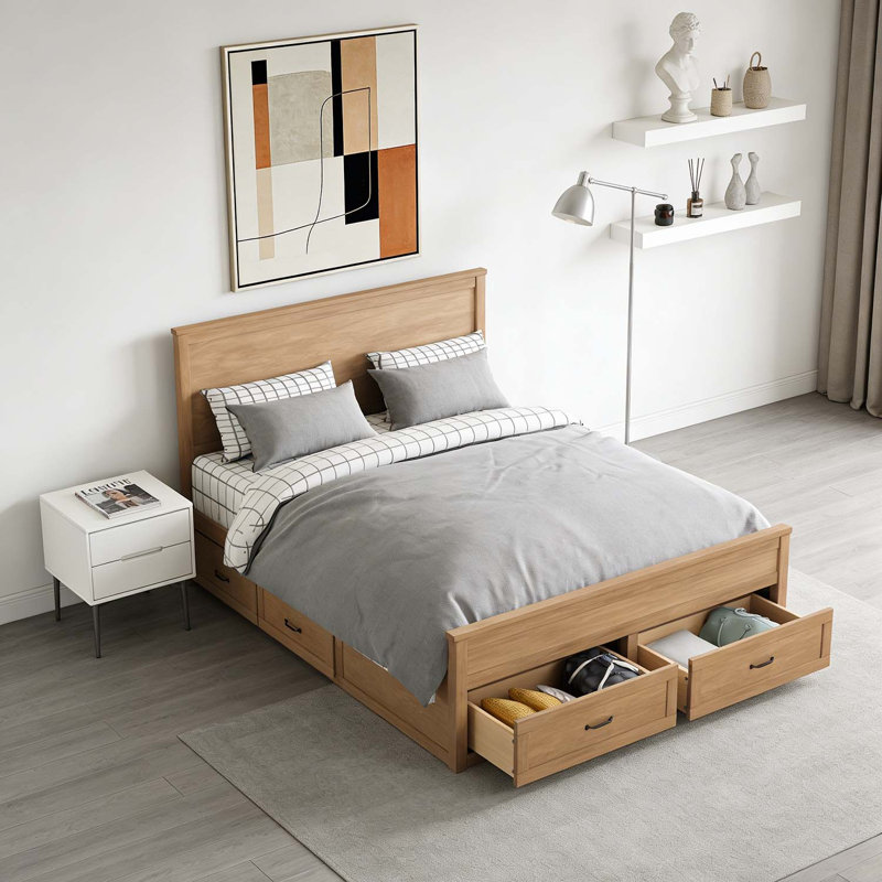 Lit de rangement moderne en bois avec 6 tiroirs, Dérive en mer