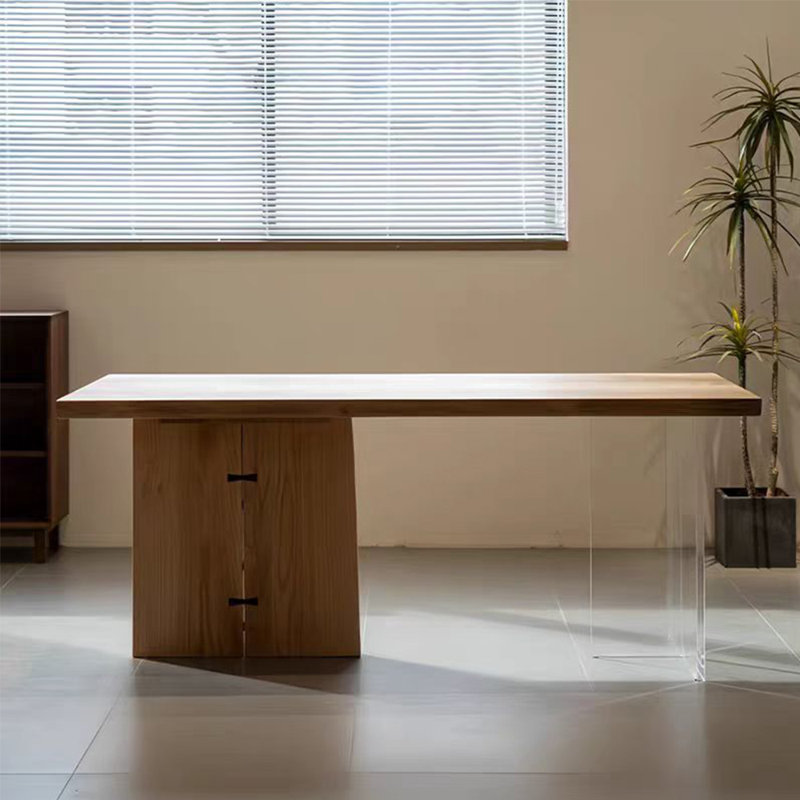 Ensemble de table à manger moderne simple en bois massif et acrylique, H 29,5 po x L 70,8 po x l 31,4 po