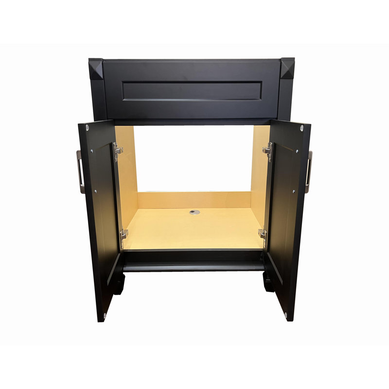 Base de meuble-lavabo simple en bois 24 po - Noir mat 