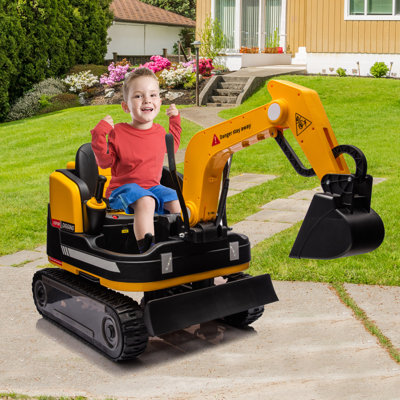 12v12ah Electric Kid Excavator With With Track Design Wheels, 360 Degree Rotating Ride On Bulldozer For Kids