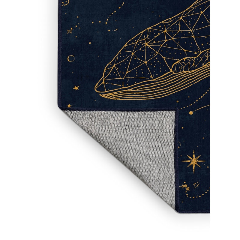 Tapis bleu lavable à la machine Pavlo, 2 x 5