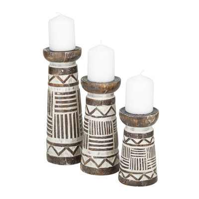 6.40'' H Solid Wood Tabletop Candlestick