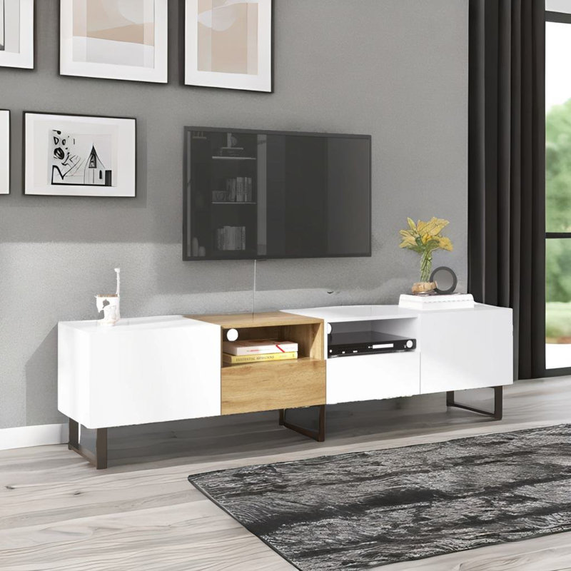 Crédence de rangement une pièce Hirra, Blanc