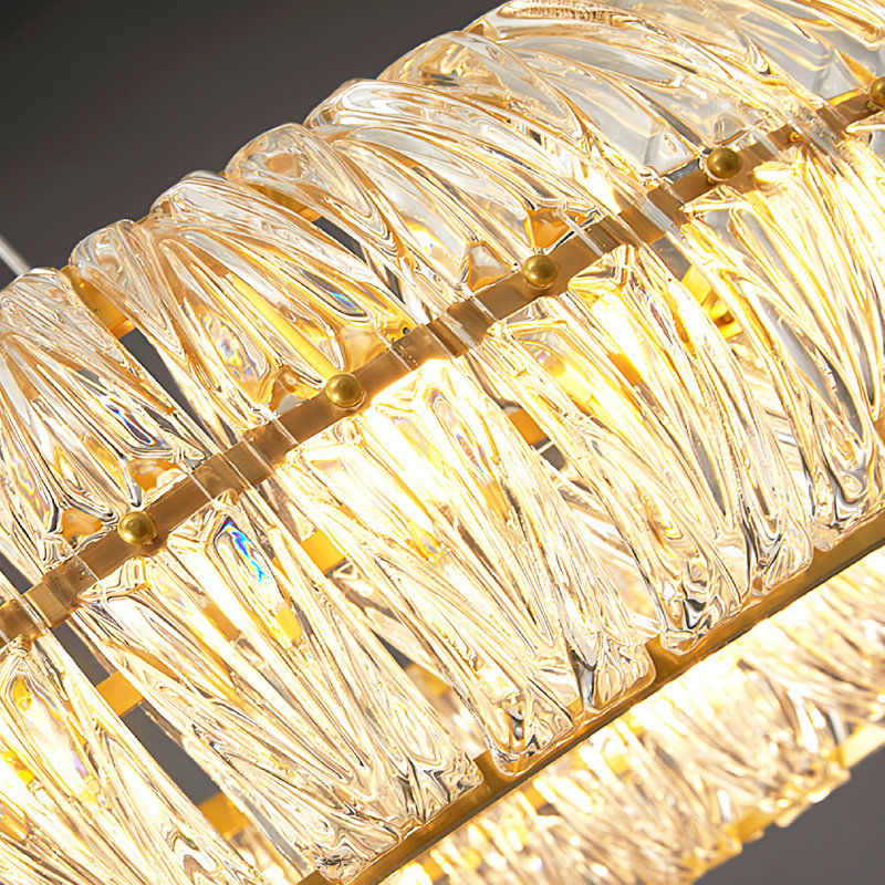 8-Light Dimmable Round Crystal Chandelier | 2-Tier Gold Pumpkin Frame with Sparkling Crystals, Adjustable Wires (E14 Base) for Living Room, Dining Room & Foyer