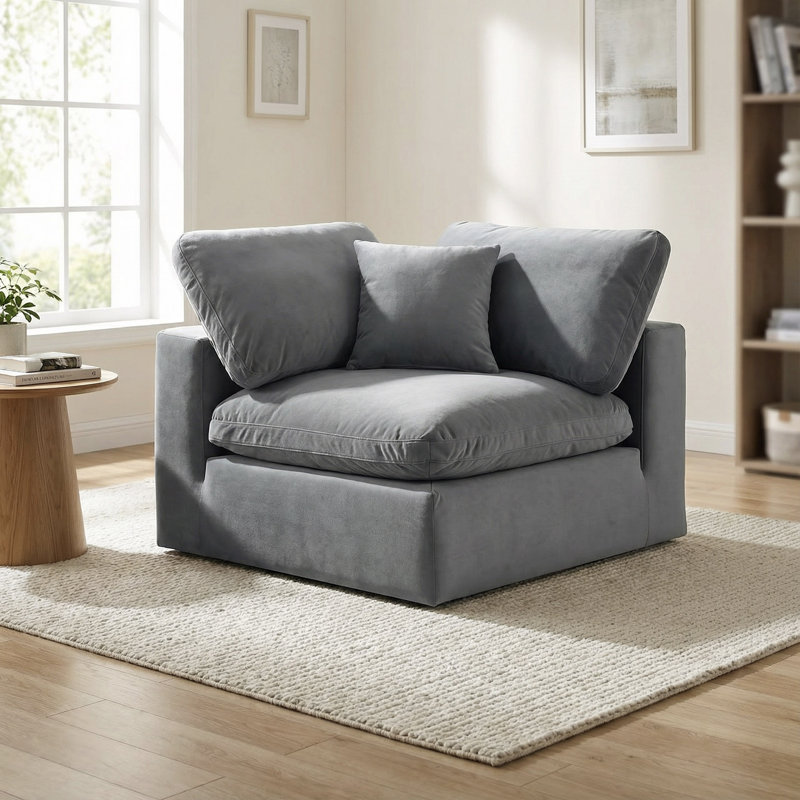 Chaise d'appoint en velours 40 po, Velours gris velours