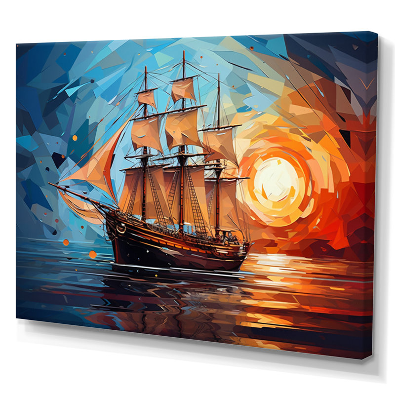 Voilier traversant le temps II sur toile, 30" H x 40" W, Toile tendue