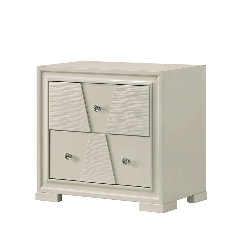 Mobilier de chambre à coucher avec pattes trapézoïdales texturées et table de chevet anglaise