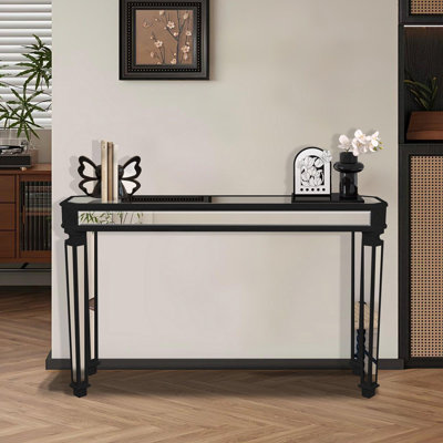 Console à effet miroir avec éléments sculptés en bois rétro