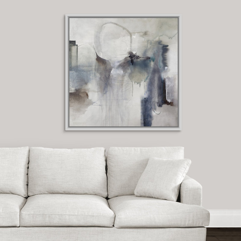 « effluent ii », peinture sur toile, Cadre flottant noir, H 37,7 po x l 37,7 po x P 1,75 po