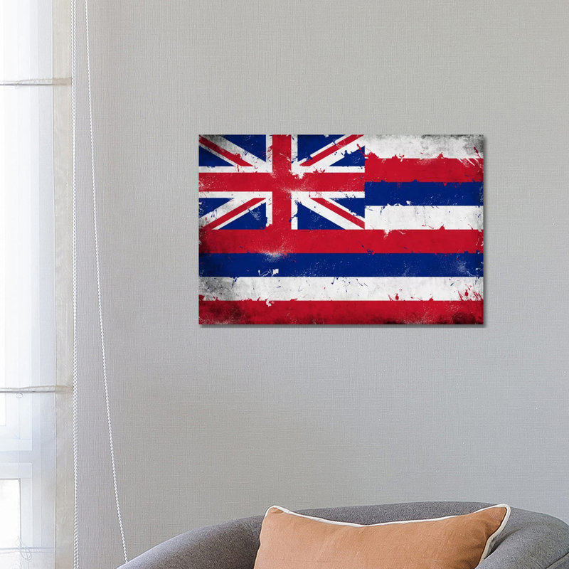 Hawaii Flaggrunge Painted 1 Piece Wrapped Canvas Wall Art, 66.04 cm H x 45.72 cm W x 3.175 cm D