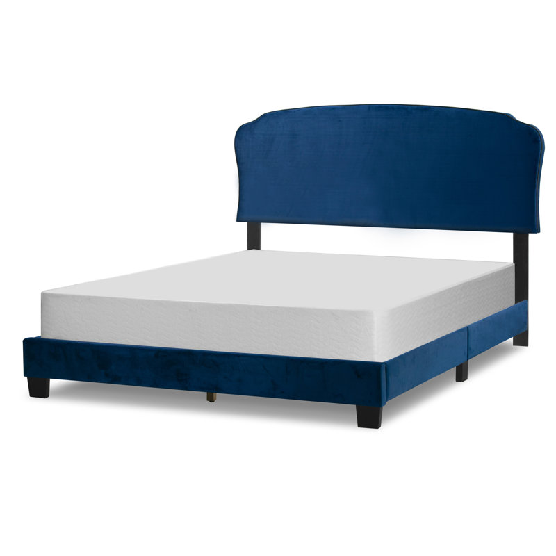 Rayner Upholstered Standard Bed, Velvet, Blue