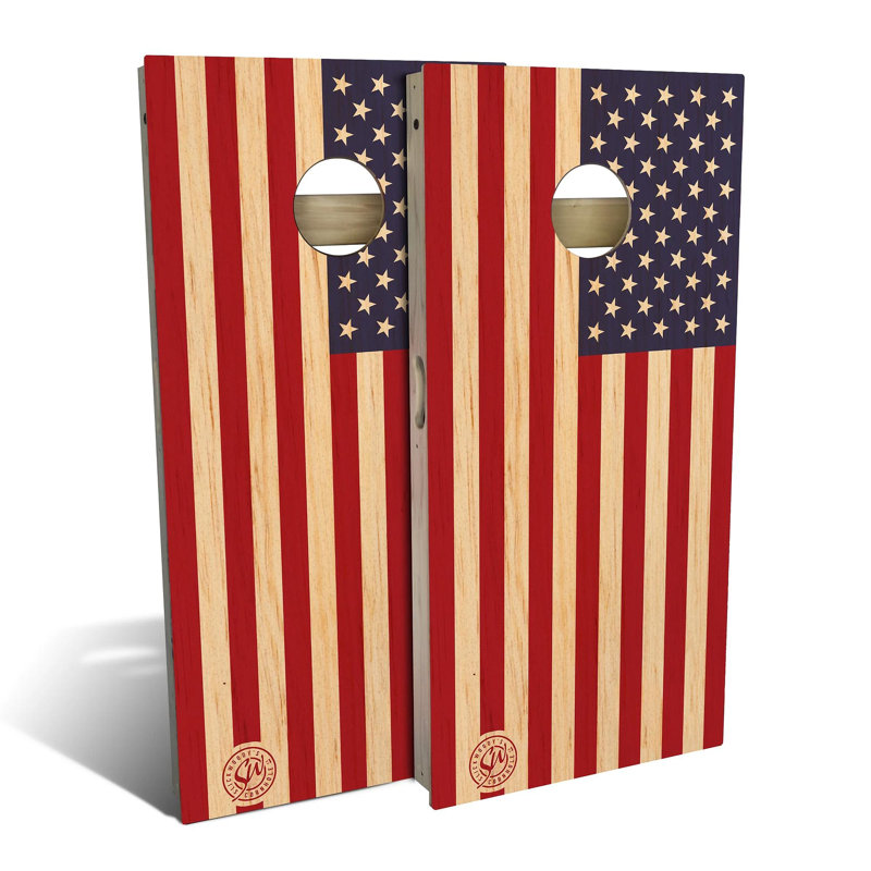 2' x 4' American Flag Solid Wood Cornhole Set