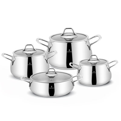 Ensemble de casseroles en acier inoxydable avec couvercle en verre Venus