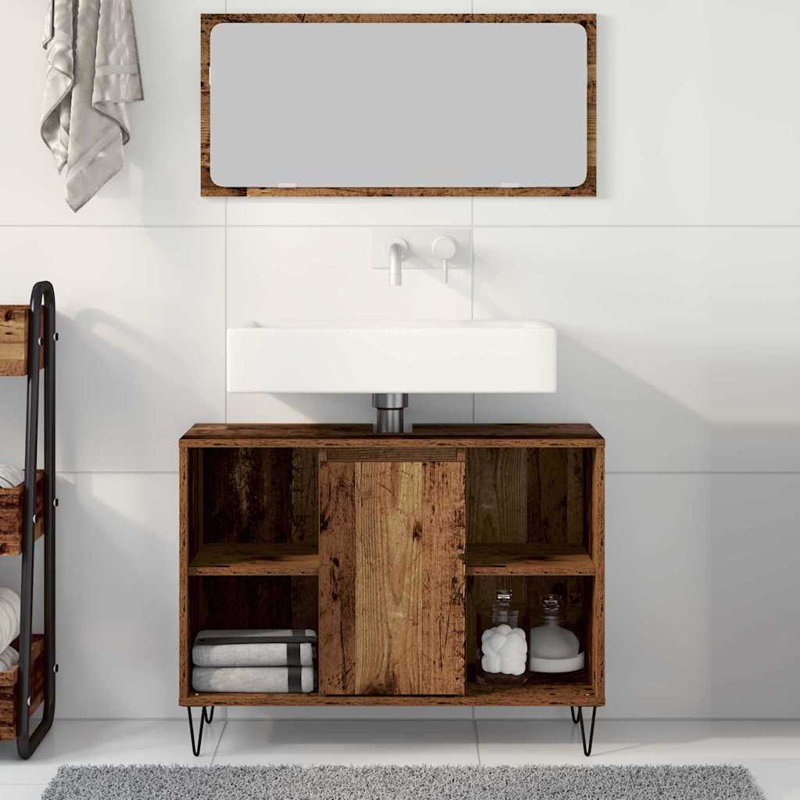 Bathroom Cabinet 80 X 33 X 60 Cm Engineered Wood, Old Wood