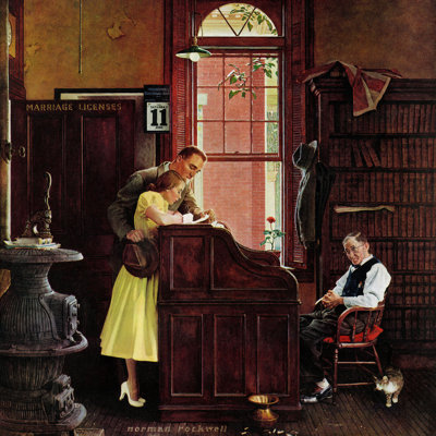Marriage License by Norman Rockwell - 1 Piece Wrapped Canvas Wall Art