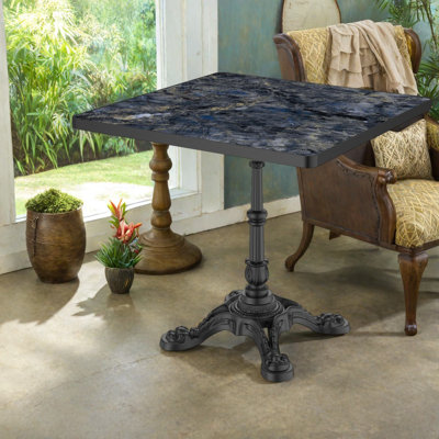 Tables de patio modernes, plateau en pierre frittée de 31,5 po, base en fer robuste, noir