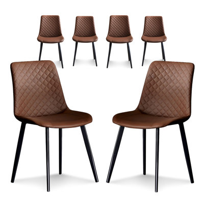 Ensemble de chaises de salle à manger en cuir, chaise de cuisine moderne en cuir rembourrée, chaise de salle à manger avec pieds en métal