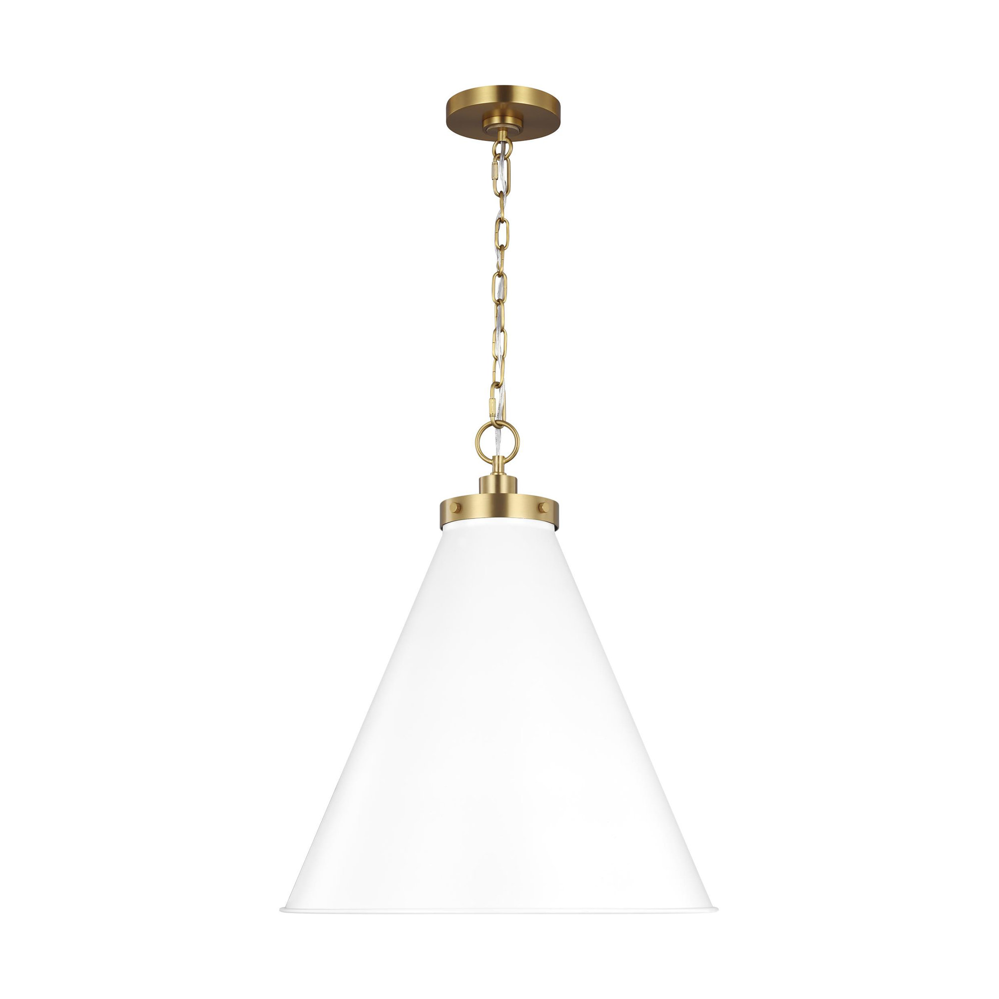 Arnell Single Light Metal Dimmable Pendant, 22.625" H x 19.5" W x 19.5" D, Matte White, Burnished Brass