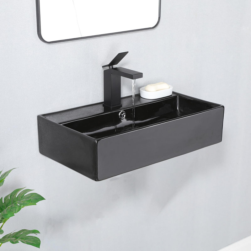 Lavabo de salle de bain mural, Noir