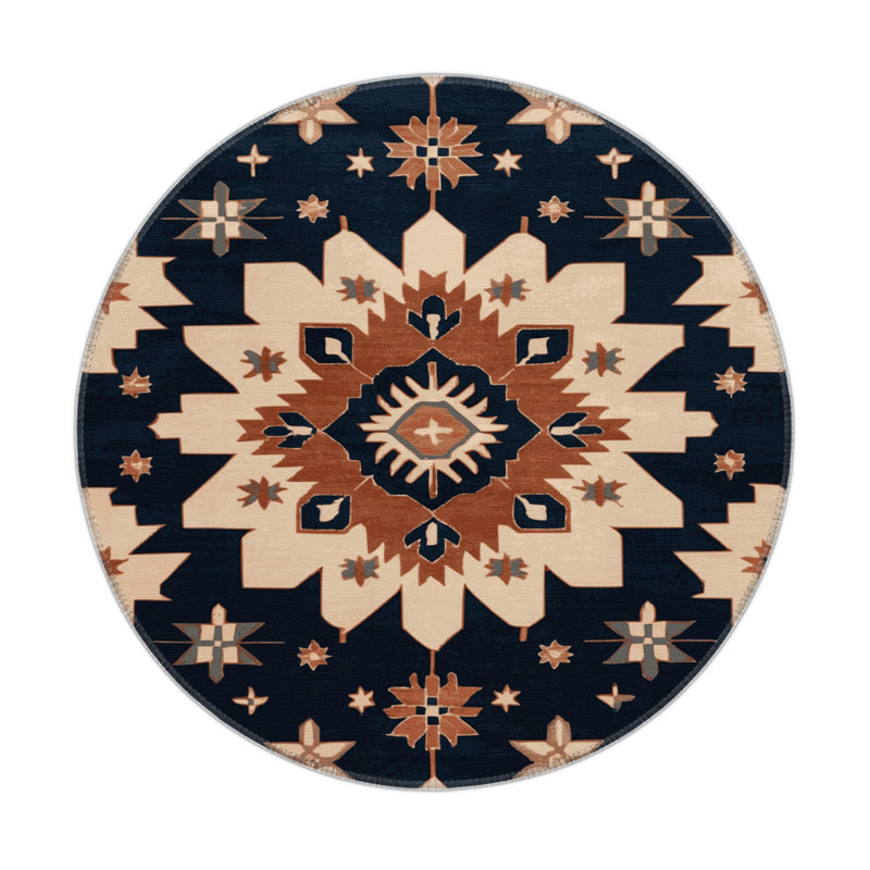 Tapis turc intérieur et extérieur brun, Rond 5 pi