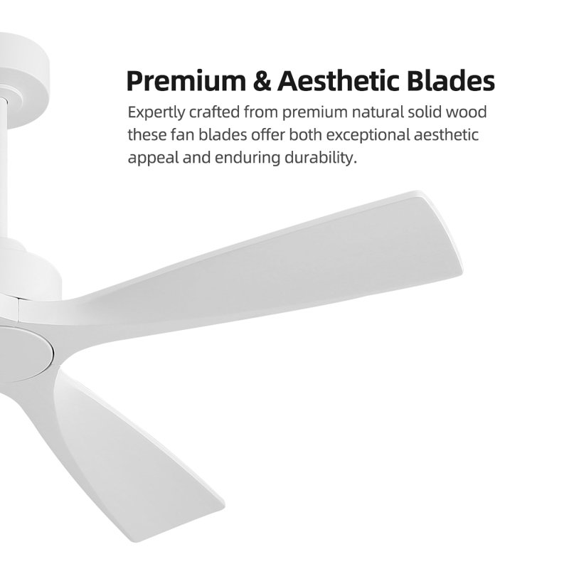 52 In. 4 Solidwood Walnut Blades Dc Motor Indoor Standard Ceiling Fan With Remote Downrod, White, White, 54