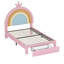 Lit simple tapissier arc-en-ciel, lit plateforme en velours avec tiroir de rangement, aucun sommier nécessaire, coloré et rose-1557859129