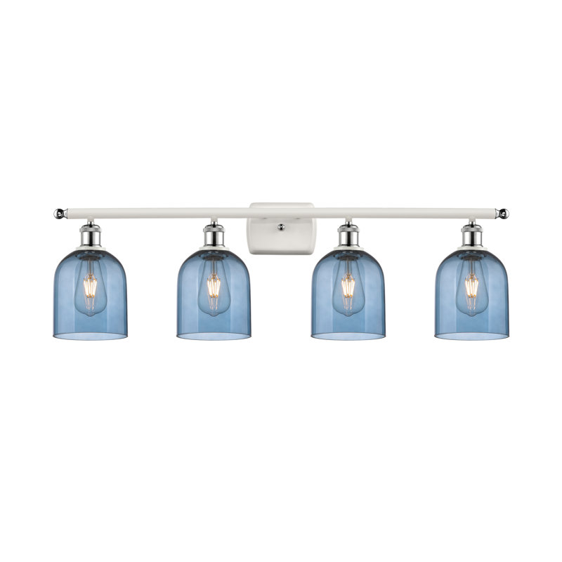 Anacaren 4 - Light Dimmable Vanity Light, Princess Blue, White/Polished Chrome