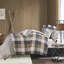 Housse de couette à chevrons très grande / très grande avec détails écossais et brodés-127242675