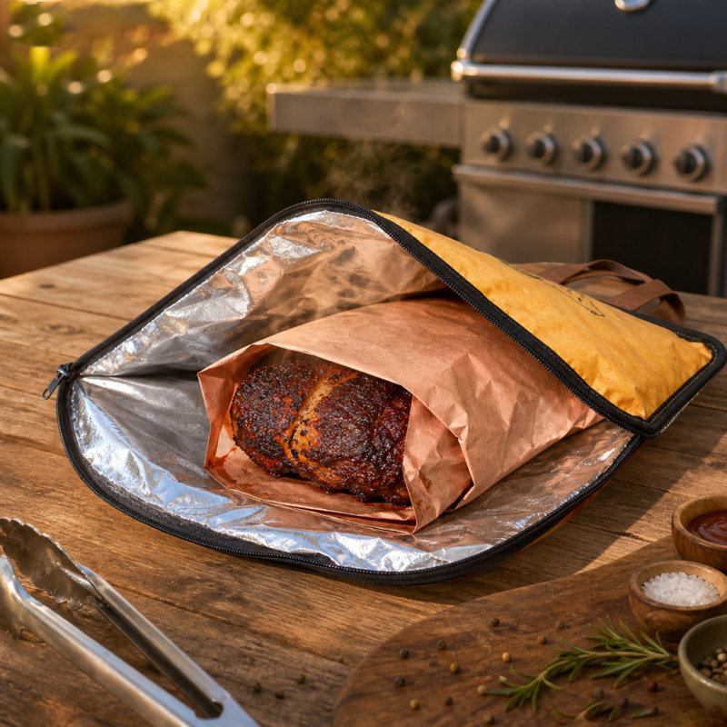 BBQ Meat Resting Blanket, 5-Layer Insulated Meat Resting Bag, Moisture Retention Design with Wide Mouth & Handle, Perfect for Briskets, Pork Shoulders and Steaks