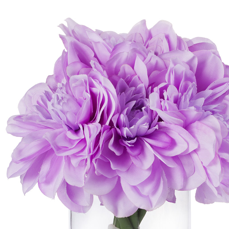 Arrangement floral dahlia en soie dans un vase, Mauve