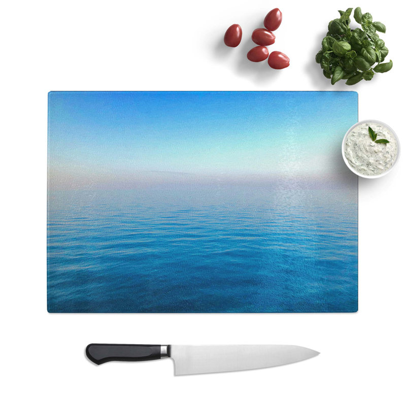 Tempered Glass Peaceful Horizon Chopping Board, 39 cm W x 28.5 cm L