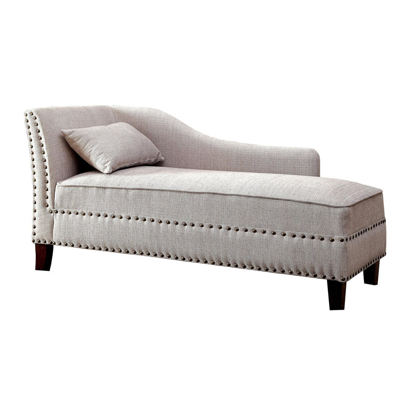 Coussin de salon moderne avec garniture cloutée en tissu de 1 méridienne moderne, Beige