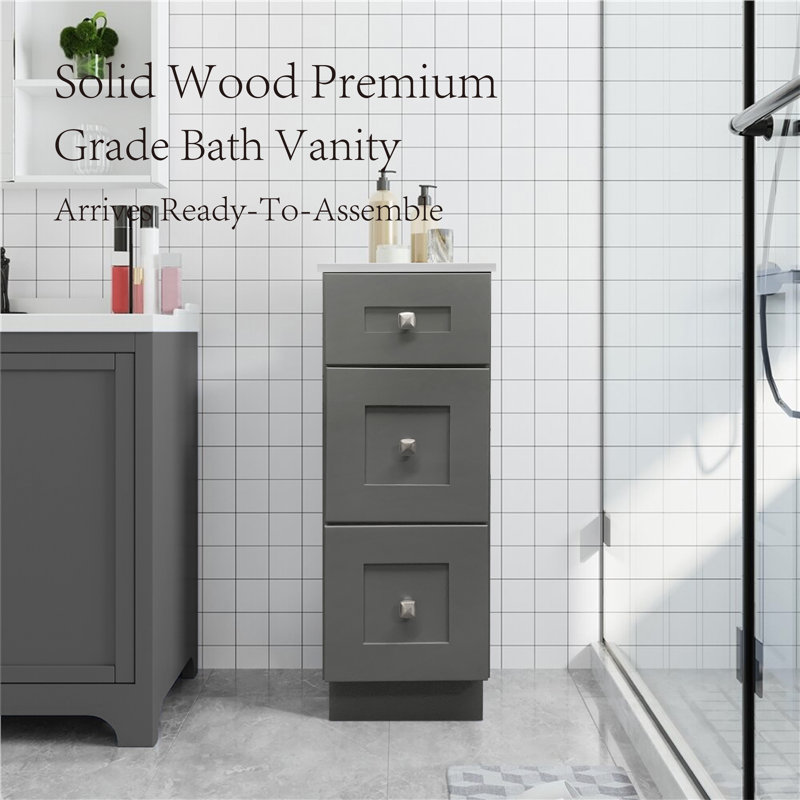 18" Bathroom Vanity 3 Drawer Base Ready-To-Assemble Cabinet in Grey Shaker