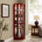 Corner Curio Cabinets with Light, Adjustable Glass Shelves &amp; Mirror Back, Cherry Finish | Traditional | Living Room-1180774194