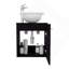 Meuble-lavabo flottant à une porte, avec lavabo vasque et une tablette, rangement pour salle de bain, noir