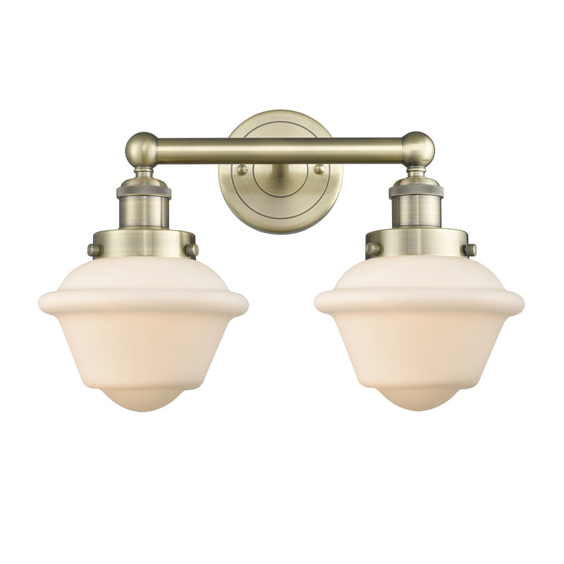 Éclairage pour meuble-lavabo à 2 lumières à intensité variable Grourke, Blanc mat, Laiton antique