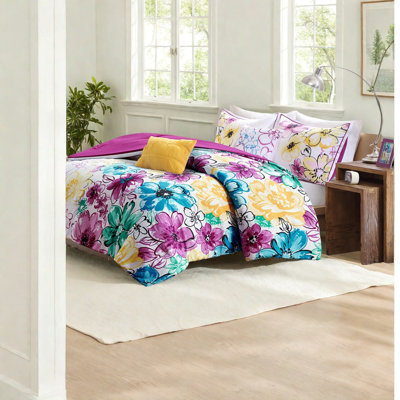 Floral Bedding Sets, Blue Polyester Comfort, Cheerful Style