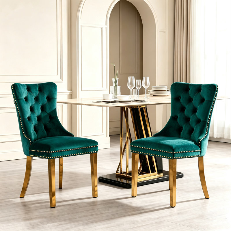 20 " H Velvet Upholstered Side Chair, Vert