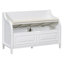 Banc de rangement rustique en bois massif avec charnière de sécurité et coussin beige-1272093616