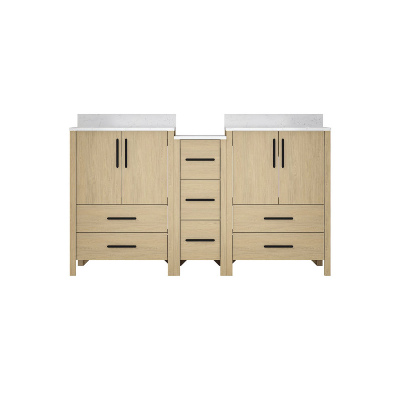 60"W×22"D×34"H Double Sinks Bathroom Vanity Cabinet, 60"