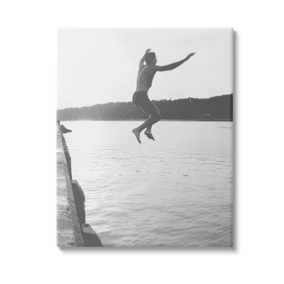 Art mural sur toile, "Saut dans le lac" par Lil 'Rue