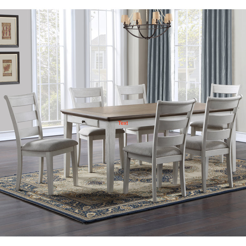 72-Inch Two-Tone Brown and White Wood Dining Table
