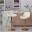 Repose-pieds et base chromés, mécanisme de hauteur réglable en velours + tabouret de bar simple à pieds dorés, 2, beige-439362375