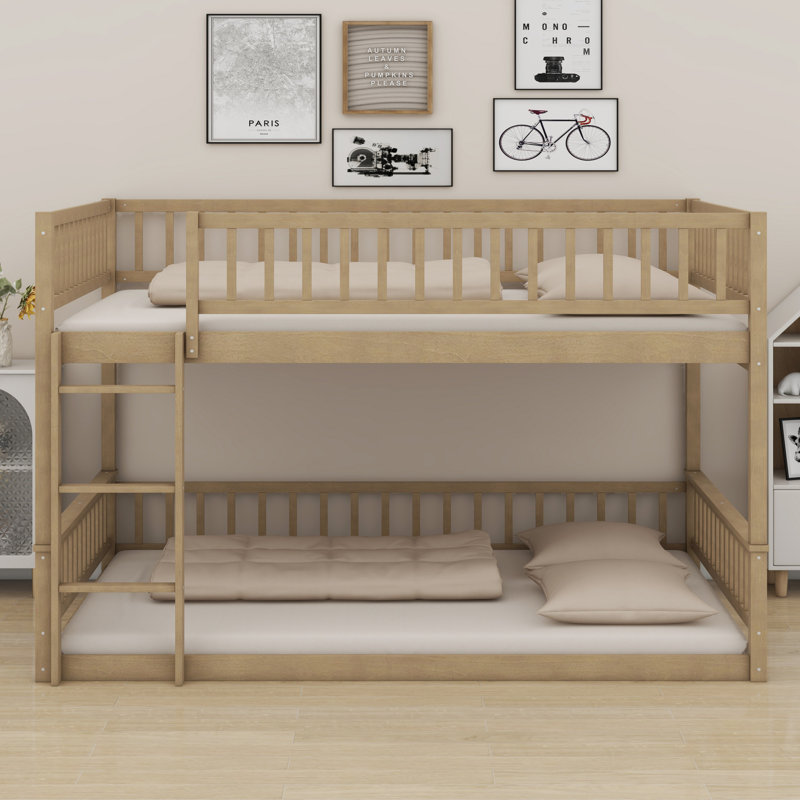 Bunk Bed With Ladder And Guardrails, Walnut