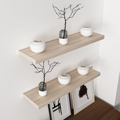 Colesen Modern Wall Shelf, Sonomo Color, 31.5 x 1.4 x 9.1 inches | 100% Melamine Coated Particle Board, Thickness: 0.7 inches | Stylish Scandinavian Design, Perfect for Home Decor & Space-Saving Solutions