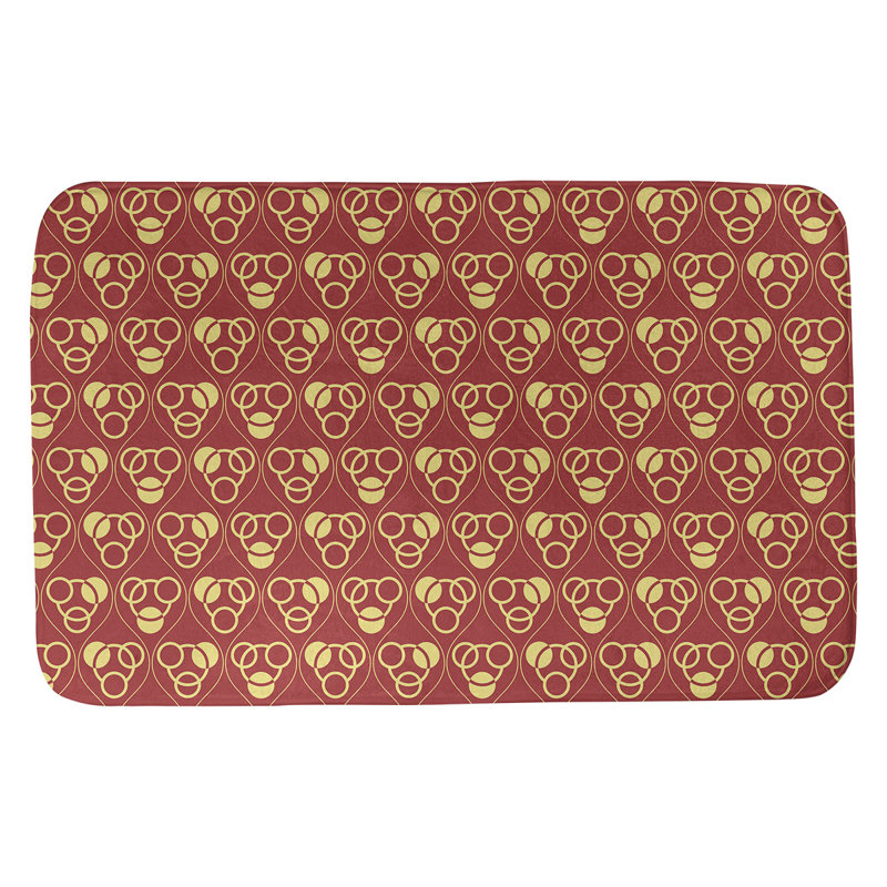 Tapis de bain géométrique rectangulaire antidérapant Circles Waves, l 17 po x L 24 po, Rouge/jaune