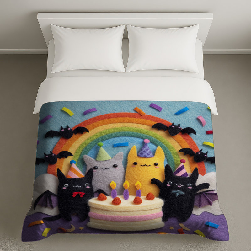 Housses de couette Felt Cats Rainbow Cake, Lit simple