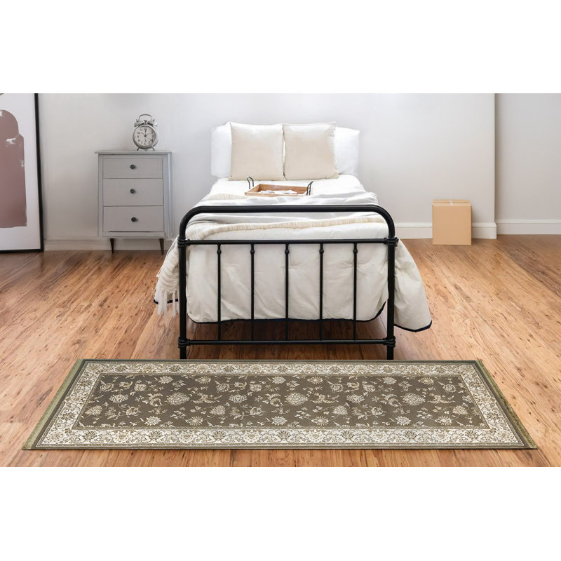 Tapis brun en laine brillante Hermione, Rectangle 2 pi 9 po x 8 pi 2 po