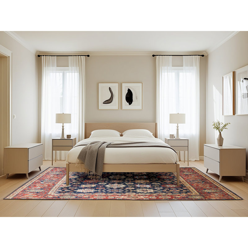 Tapis oriental rouge et bleu, Rectangle 5 pi x 8 pi