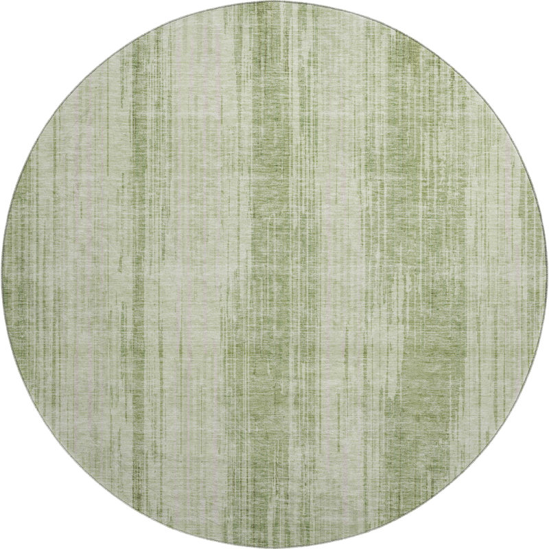 Premium Machine Washable Prisco Aloe Rug, Round 8'